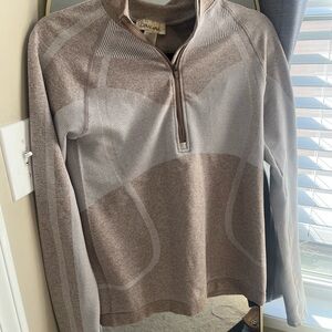 Davines Brown and Gray Quarter-Zip Sweatshirt